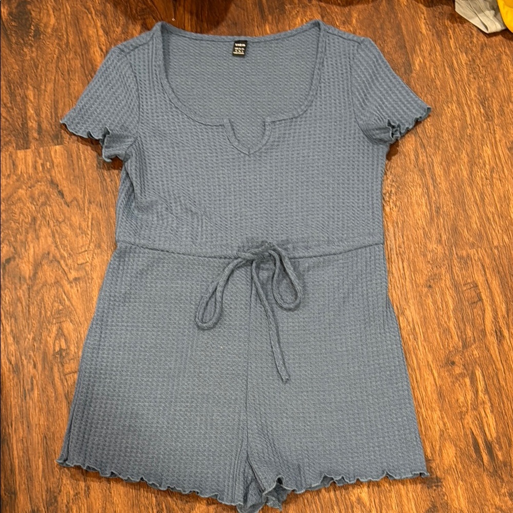 Blue Short Sleeve Romper
